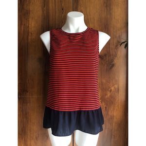 J. Crew Red and Navy Stiped Tank Top Blouse